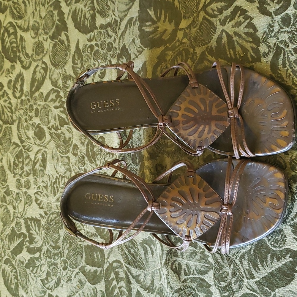 Guess leather wedge sandals